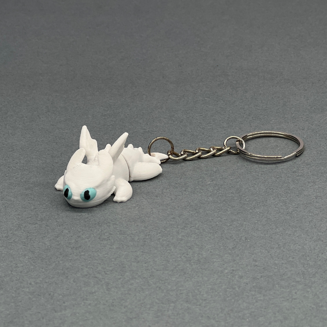 Set of 2 | 3D Printed Flexible Keychain | Light Fury & Night Fury.