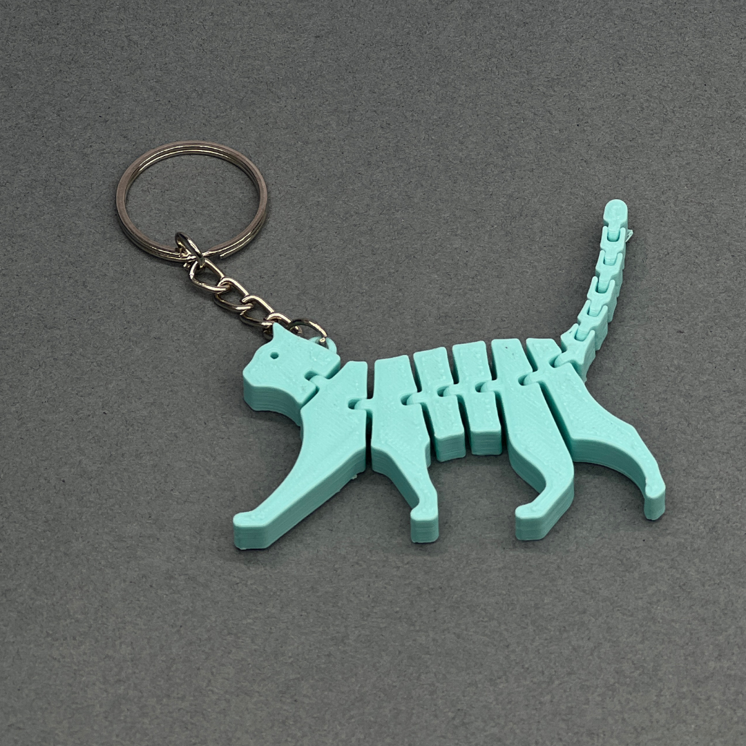 Set of 2 | 3D Printed Flexible Keychain | Cat & Dog